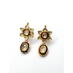 22KT Kundan Earring with rose cut diamonds